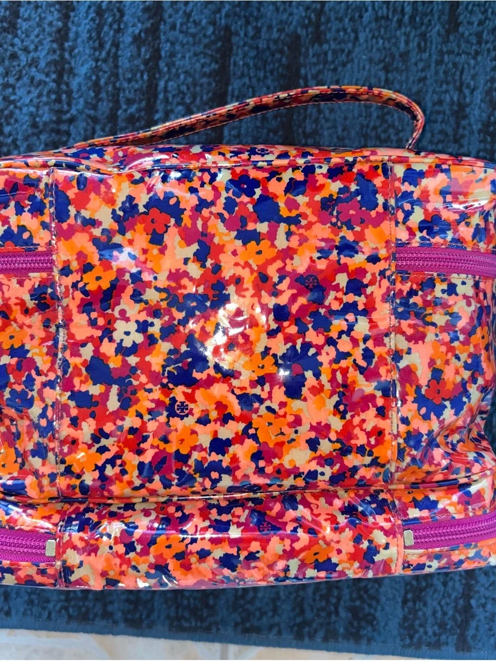 Tory Burch Large Travel Make Up Cosmetic Bag Double Zipper 14